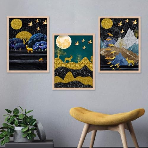 Image of kotart Modern Wall Art Framed Painting for Wall Decoration - Wall Paintings for Living Room, Bedroom - Big Size Wall Painting - Set of 3 - D (Art 9, 19x25 inch)
