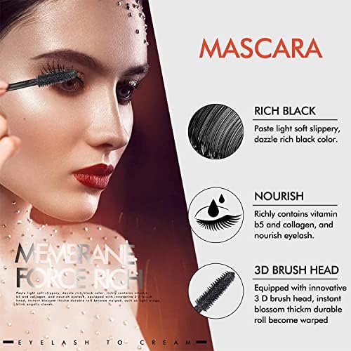 4D Silk Fiber Eyelash Mascara, Extra Long Thick & Voluminous Lash Mascara, Black Long-Lasting Waterproof 4D Mascara for Makeup