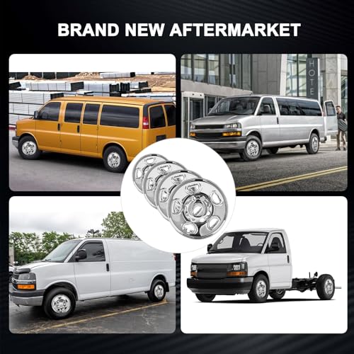 Wheel Skins for 2003-2024 Chevy Express 2500 3500; 2009-2016 Express 4500; 2009-2024 Express Cargo; Savana 1500 2500 3500 2003-2025 Wheel Covers;4 Pcs; 16 inch (Chrome) by TULALUX - Used condition - Image 7