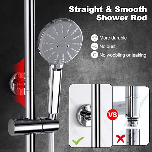 Uvish Stainless Steel Shower Riser Rail Kit with 9” Rain Shower Head, 180cm Hose, Handheld Shower, and 4 Spray Modes in Chrome - Image 5