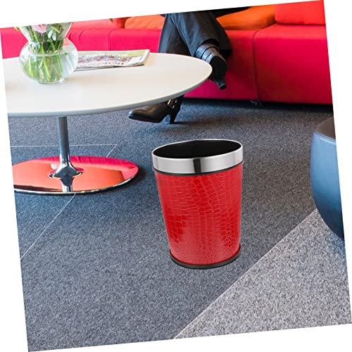 Caneca de basura rectangular sin tapa rojo para baño y cocina miniatura 7