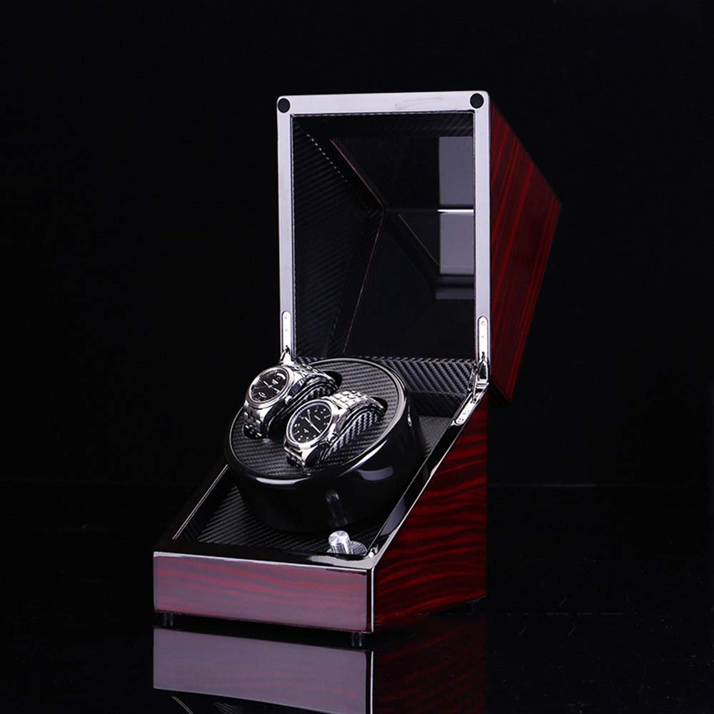 Orologio Meccanico Dispositivo di Carica dell'orologio a 2 Posizioni, Motore Rotante Silenzioso, Scatola per Orologio Meccanico Automatico con Cuscino Laccato, antimagnetico, 18 * 18 * 20 cm