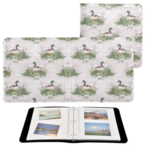 Álbum de fotos grande JIPONI Mallard Duck Grass, álbum de recortes con cubierta de cuero DIY para fotos de 4x6, 5x7 y 6x8 pulgadas, libro de recuerdos autoadhesivo para bodas, bebés y familia miniatura 2