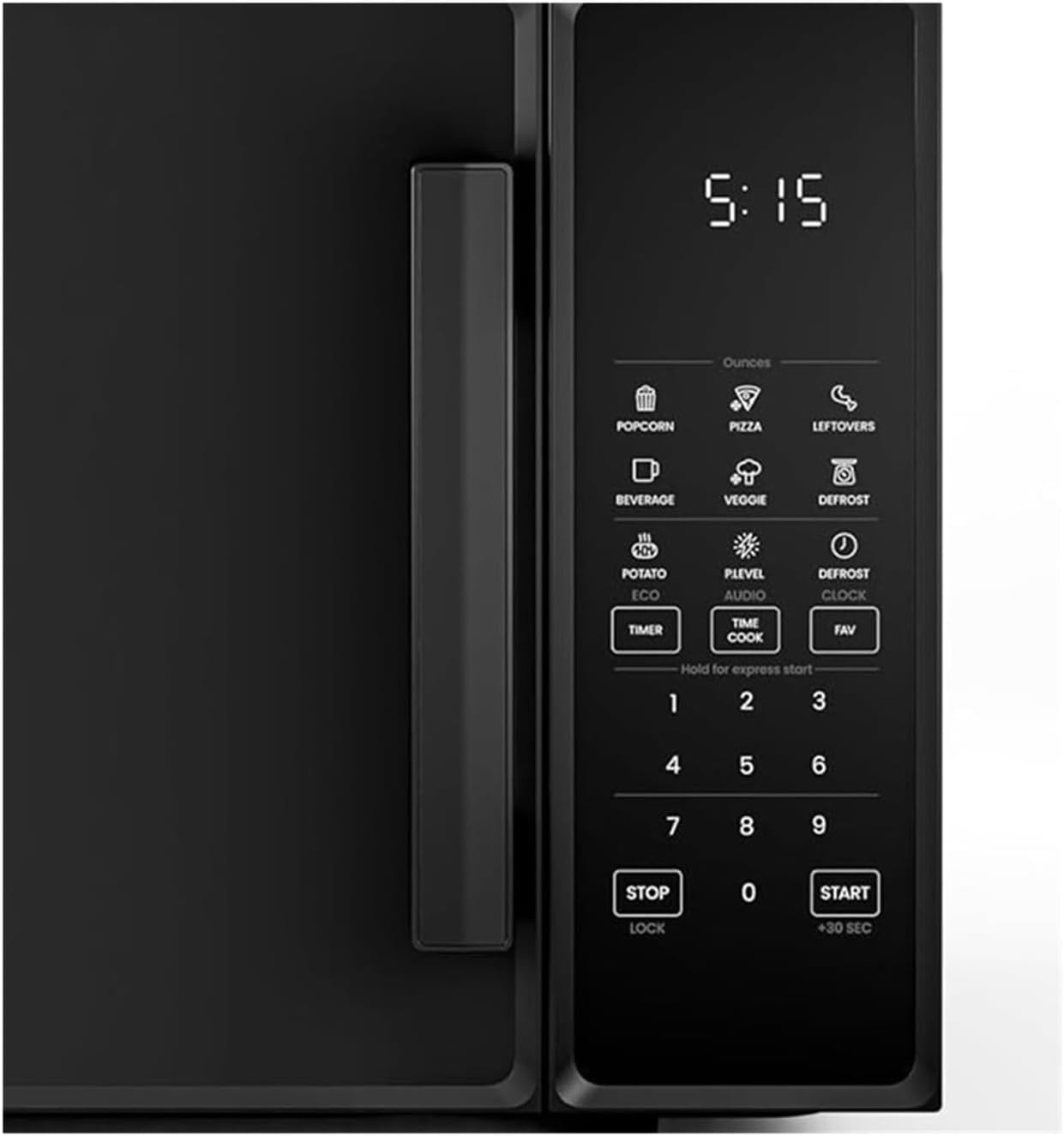 Compact 1.1 Cu. Ft. Microwave Oven, 1000W With 10 Power Levels, Eco Mode & Child Lock - Black