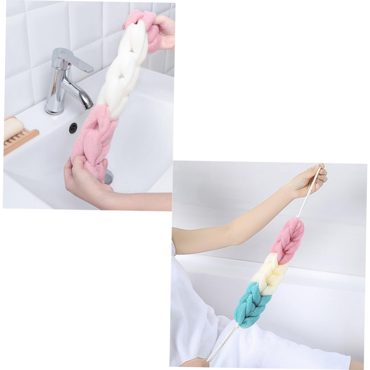 Didiseaon 3pcs Long Bath Strips Exfoliating Shower Towel Soft and Flexible Body Scrubber for Cleaning Random Tool Random Color