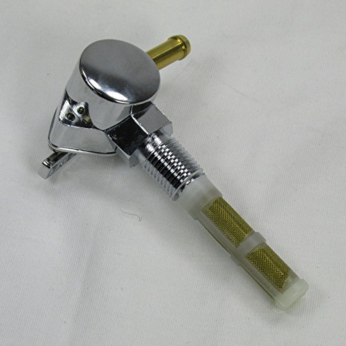 Motorcycle 1/4" Npt Filtered Petcock 90 Degree Elbow Fuel Shut Off Valve - 1/4" Id Fuel Hose - For Custom Gas Tanks - Chrome Plated - Harley Chopper Bobber Cafe Racer #TOP3