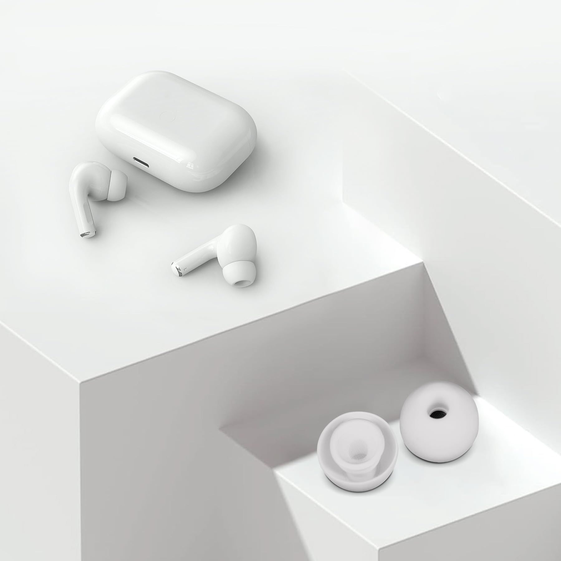 Adhiper Wymienne końcówki do Airpods Pro 2. generacji z otworem na redukcję szumów, silikonowe końcówki do Airpods Pro z opakowaniem do przechowywania, mieszczą się w etui ładującym (S/M/L)