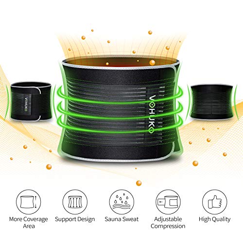 Vohuko Waist Trimmer For Men, Widening Waist Trainer Ab Belt Sweat Wrap For Stomach And Back Lumbar Support Black #TOP1