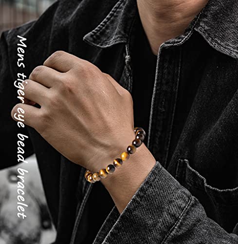 12 Pcs 8mm Gemstones Beaded Bracelets for Men Women Semi-Precious Stone Stretch Round Bead Crystal Bracelets Unisex2