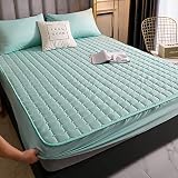 Nuoxuan éLastique Drap,Drap De Lit AntidéRapant Imprimé Matelassé Brossé, Couvre-Lits pour Hommes Et Femmes De Chambre D'Appartement,Vert,150x200cm+30cm