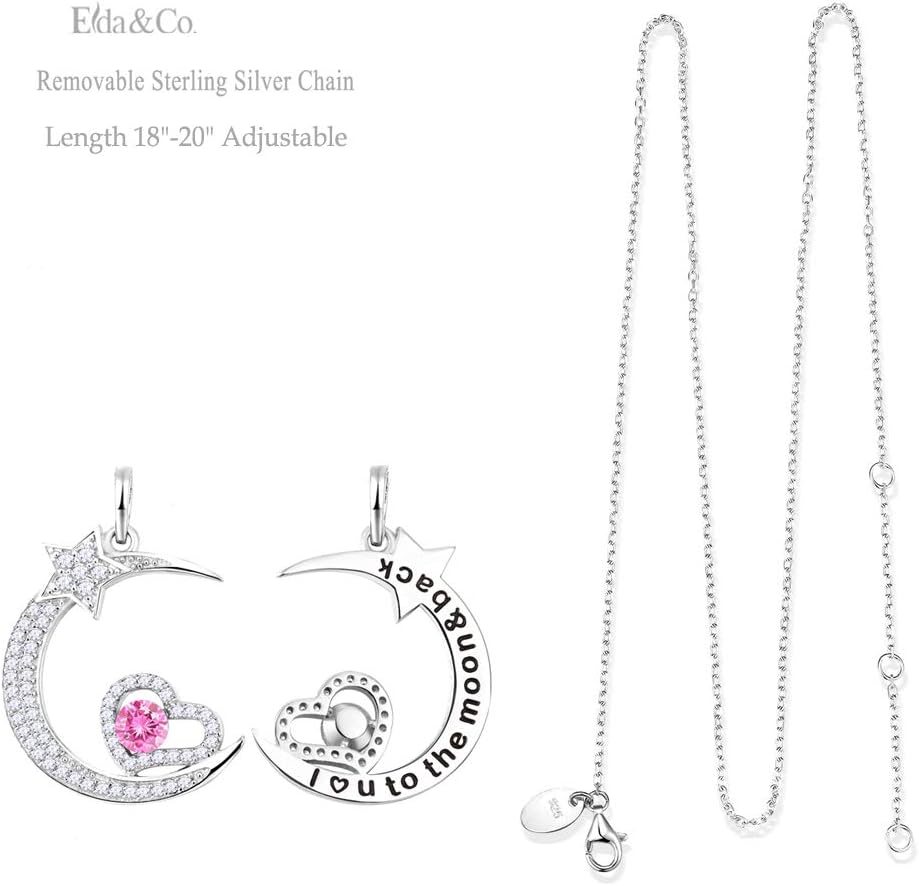ELDA & CO. Birthday Gifts for Mom May Birthstones Necklace Emerald Jewelry I Love You to the Moon and Back Moon Shooting Star Jewelry Women Mother Sterling Silver - Image 4