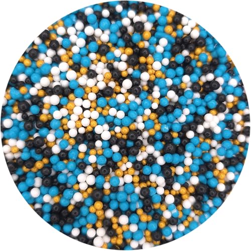 NCS Teal, Gold, White & Black Nonpareils Edible Sprinkles – Cupcake, Cake & Cookie Decorations, 7 oz