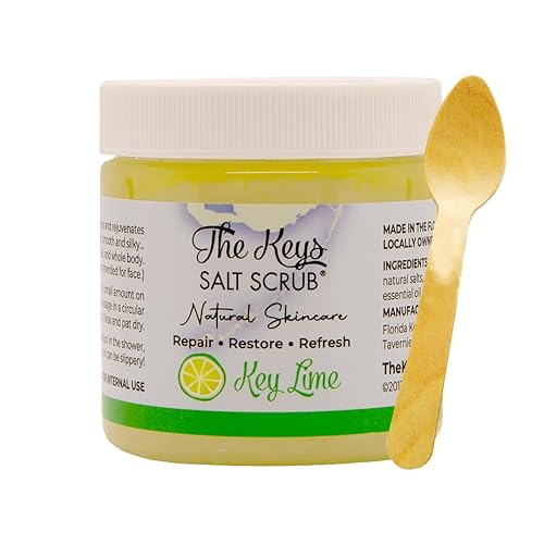 Miniatura 25 de The Keys Salt Scrub -Exfoliante de sal marina - Exfoliante corporal con cuchara de madera - Exfoliante hidratante para manos, pies, baño, (3.4 onzas