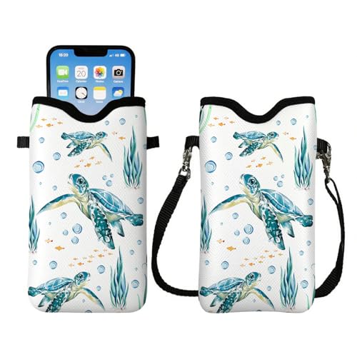 Image of Cell Phone Sleeve Pouch with Adjustable Strap - Sea Turtle