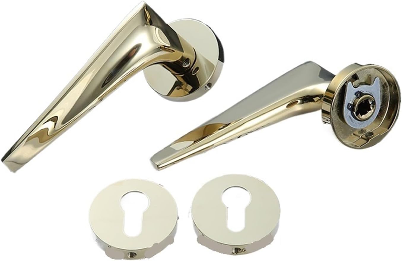 Brass electroplated Golden Door Lock Indoor Bedroom Door Lock Silent Split Lock Household Wooden Door Handle Door Lock(FT01 11 Bright Golden)