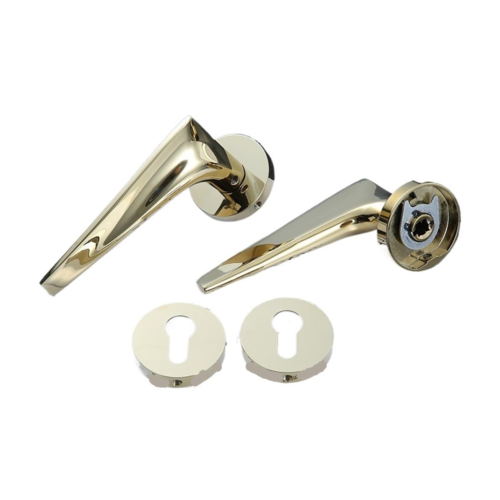 Kfvmvtdw One Color Brass Split Lock Silent Plated Indoor Bedroom Room Door Wood Handle