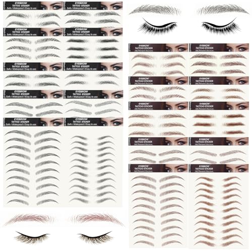FeidyLong 20 Sheets 200 Pairs Eyebrow Tattoo Stickers...