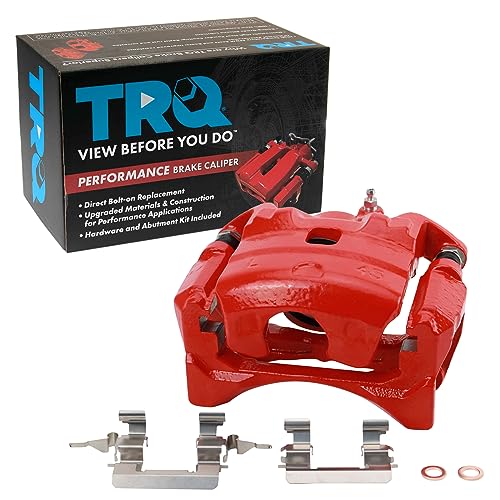 Image of TRQ Front Left Brake Caliper w /Bracket Performance Red Drivers Side | For 2010-2013 Nissan Altima 2011-2012 Sentra