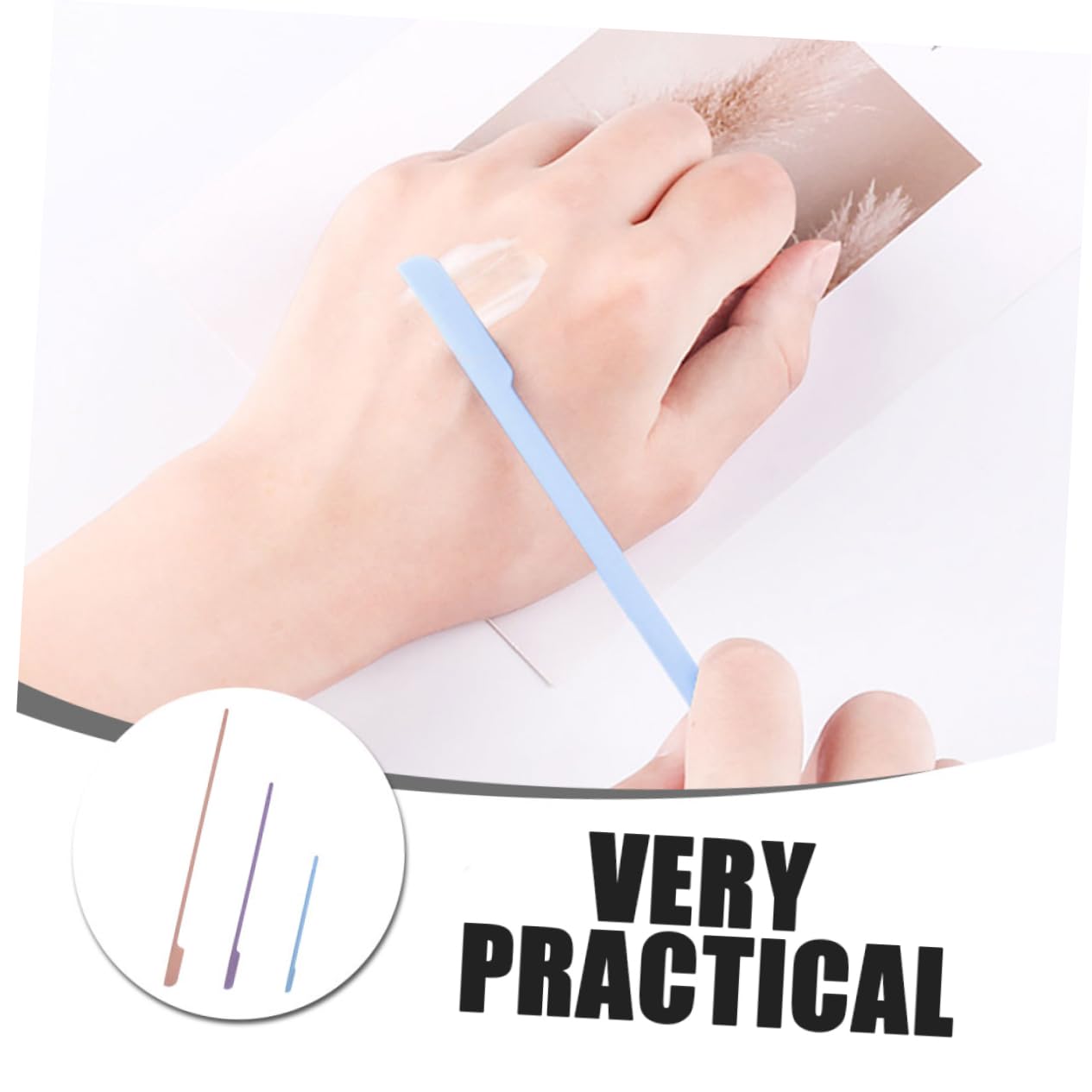 TOVINANNA Silicone Makeup Spatula Kit 4pcs Jar Face Scraper Beauty Cosmetic Spatula Set Random Color