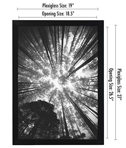 Americanflat 19x27 Poster Frame with Polished Plexiglass - Black Picture Frame - Wide Photo Frames Made of Engineered Wood for Vertical or Horizontal Wall Display - Epic Collection - Black