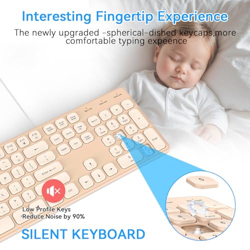 Image of Wired USB Keyboard, Comfortable Quiet Chocolate Keys, Durable Ultra-Slim Computer Keyboard Wired(QWERTY) for PC, Windows 11 /10 /8 /7 /XP (Milk Tea, Wired Keyboard for Windows)