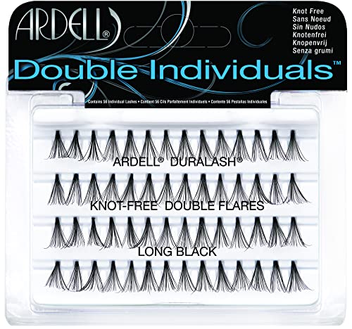 ARDELL Double Individuals Long (Knot Free) black, Einzelwimpern r (1 x 56 Stück) Eye-lashes (ohne Kleber). Wiederverwendbare natürlich schwarze künstliche Echthaar Wimpern