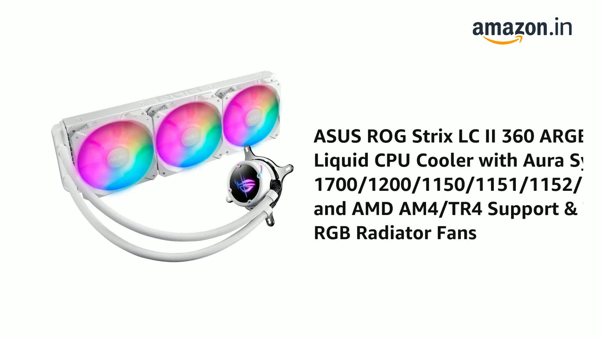 ASUS ROG Strix LC II 360 ARGB White Edition AIO Liquid CPU Cooler