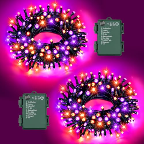 FFZZKJ Halloween Lights String Total 100LED Battery Operated Outdoor 8