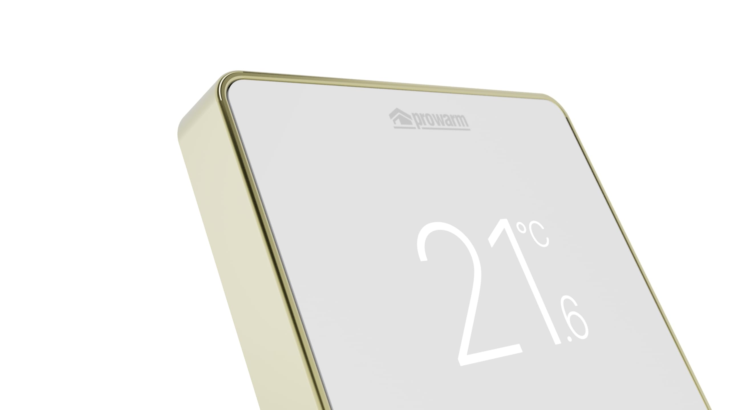 ProWarm Touch IQ S Series WiFi Thermostat – Smart Underfloor Heating Controller, App & Voice Control, 7-Day Programmable, White Brass