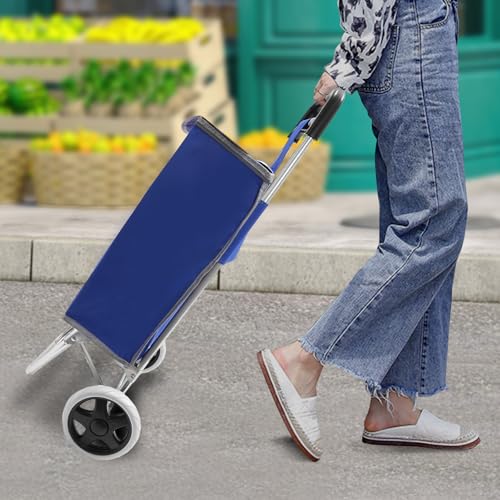 Einkaufstrolley, Faltbare Einkaufswagen mit Rädern and Abnehmbarer Tasche, Einkaufswagen Belastbarkeit 25kg Shopping Trolley Bag, für Lagern und Transportieren (Blau) – Bild 5