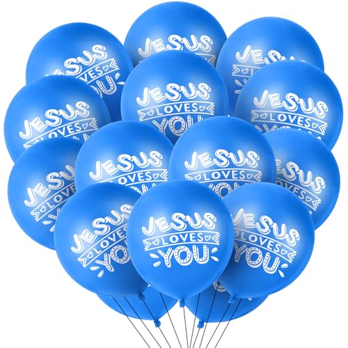 Image of Gejoy Jesus Loves You Balloon 12 Inch Latex Christian Religious Jesus Balloon Party Decor for He Is Risen Party Decor Favor Cross Church Event Birthday Sunday Supplies(Dark Blue,60 Pcs)