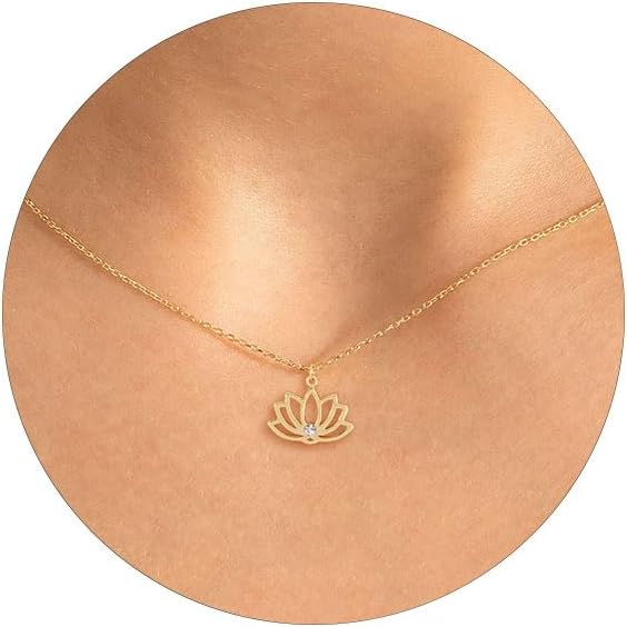 14K Gold Plated Necklaces for Women - Dainty Butterfly, Star of David, Moon and Star, Sun, Lotus, Infinity, Hummingbird, Bee,Boots,Chill,Sunflower Pendant Designs - Elegant Jewelry for Women
