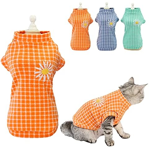 Komate Katzenbekleidung Kleidung für kleine Hunde Baumwolle Katzenkleidung Kitten Onesies Weste Jacke T-Shirt Cover
