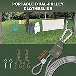 Vigorport Outdoor Retractable Clothesline, Portable Travel Clothes Line, Heavy Duty Rope Pully System with Metal Carabiner & Nylon Coating Wire Ropes for Camping, RV, Backyard（40Ft） - Image 4