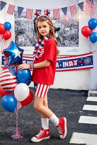 Image of Arshiner Girls Clothes Summer 2 Piece Outfits Drop Shoulder T-Shirts and Biker Shorts Kids Fashion Clothing Sets