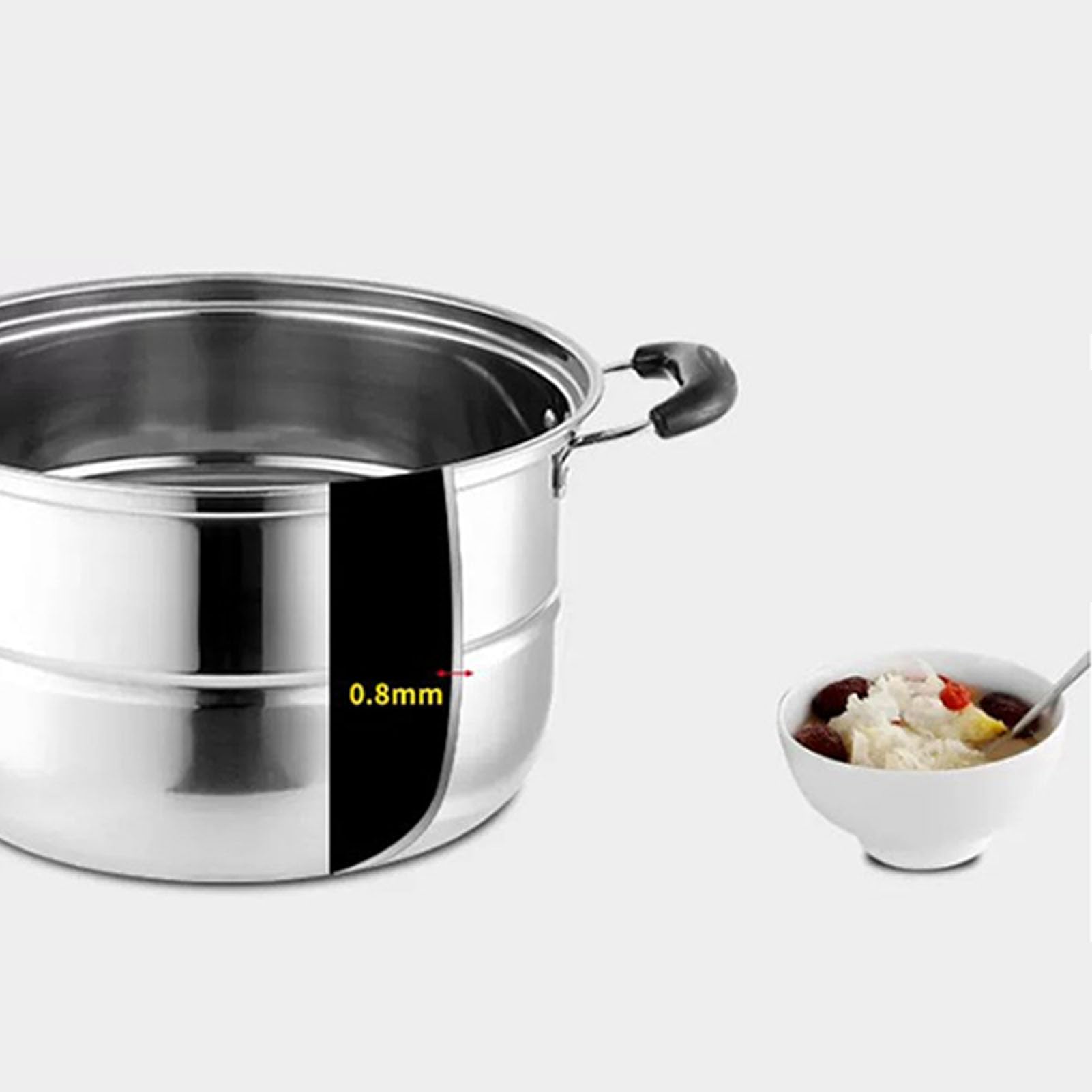 Vaporera, vaporera espesa de acero inoxidable apto para uso alimentario, multiusos de tres capas, adecuada para estufas de gas y estufas eléctricas