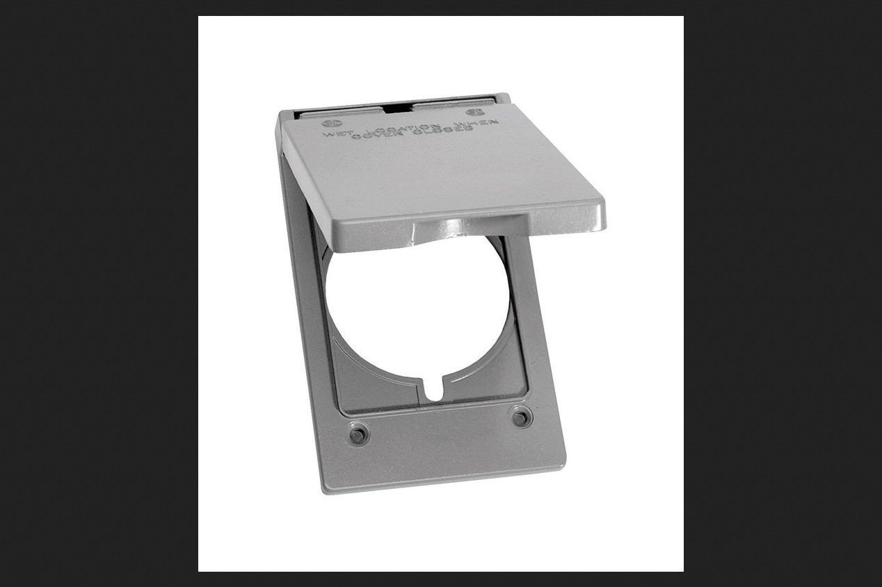 1-Gang Weatherproof Cover – For 50 Amp Flanged Inlets/Outlets, 3" Diameter, Panel Mount, IP64/NEMA 3R, Vertical Self-Closing Lid, Gray (Industrial Grade)