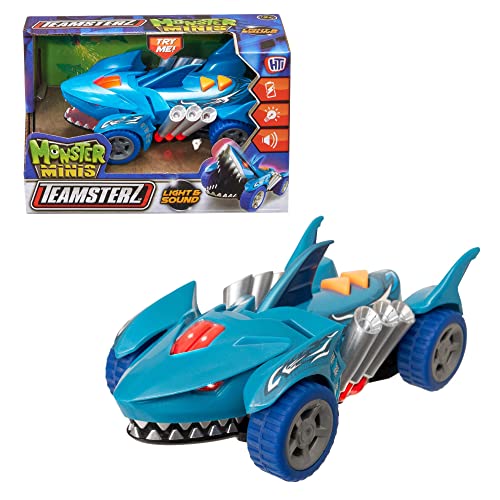 Teamsterz Monster Minis Shark Car | Light & Sound Monster Car | Realistic Engine And Monster Noises With Flashing Lights | Monster Chomping Shark Jaws | Kid’s Play Figures And Vehicle Toy | Ages 3+