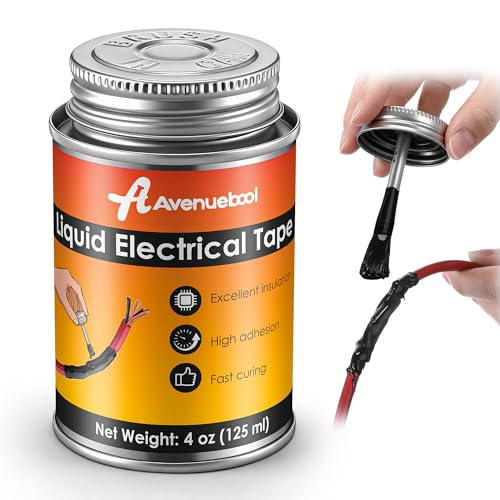 Avenuebool Liquid Electrical Tape 4oz Waterproof Liquid Tape Electrical Insulating Glue with Brush Cap High Temperature Resistant Flexible Rubber Coating for Wires Cables Plug Automotive(Black)
