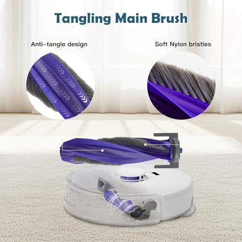 VIEWALL 17 Pack Replacement Accessories Kit Compatible with Narwal Freo X Ultra Robot Vacuum Cleaner, Including 1 Main Roller Brush, 2 Hepa Filters, 4 Mop Pads, 4 Dust Bags, and 6 Side Brushes - Thumbnail 4