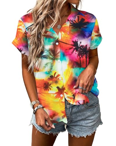 Family Hawaiian Matching Outfits Mommy Dad and Me Beach Shirt Tropical Flower Short Sleeve Button Down Tops3