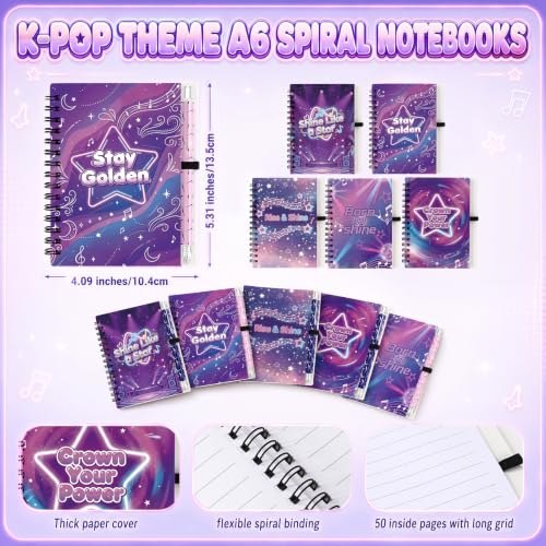 Resurhang 10 Sets Kpop Party favors Kpop A6 Spiral Notebooks 80s Y2K Ballpoint Pens Office Accessories Gifts for Popular Singer Party Disco Fans Teacher Classroom Rewards Employee Nurse - Image 2