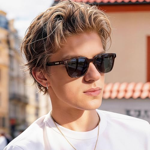 Image of AVAWAY Polarized Sunglasses for Men UV Protection, Square Acetate Frame Outdoor Driving Sun Glasses