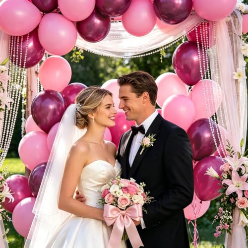 Image of Metallic Pink Balloons, 68Pcs 12Inch Hot Pink Chrome Pink Latex Balloon Light Pink Balloon and Dark Magenta Pink Balloons for Birthday,Baby Shower,Princess Theme Party Decorations
