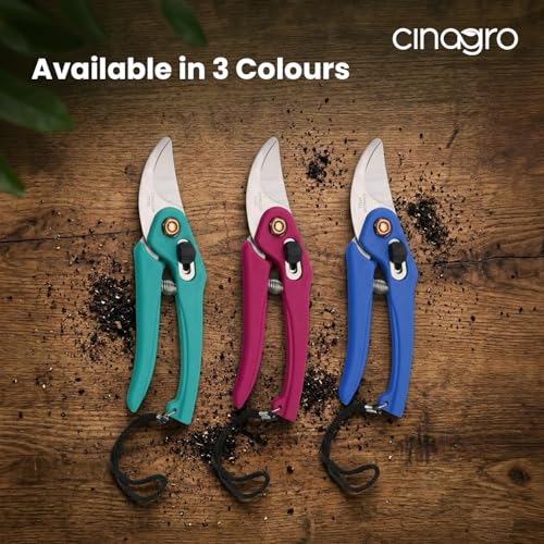 Image of Cinagro Hand Pruner Cutter - 1 Pc, Heavy Duty Gardening Tools Grass Cutter, Plant Cutter for Home Garden, Wood Branch Trimmer, Garden Tools Grass Cutting Accessories (Steel Blades, Assorted)