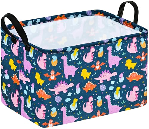 Image of Easter Eggs Basket Gift Storage Basket Dinosaur Storage Organizer for Nursery Hamper Home Bedroom Laundry Hamper Shelf Baskets.