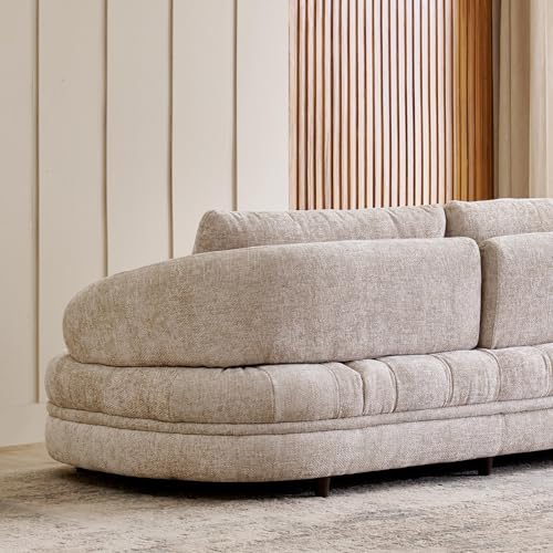 Image of Home Centre | Alexa | Fabric | 3 Seater Sofas | Beige | 1 Year Warranty