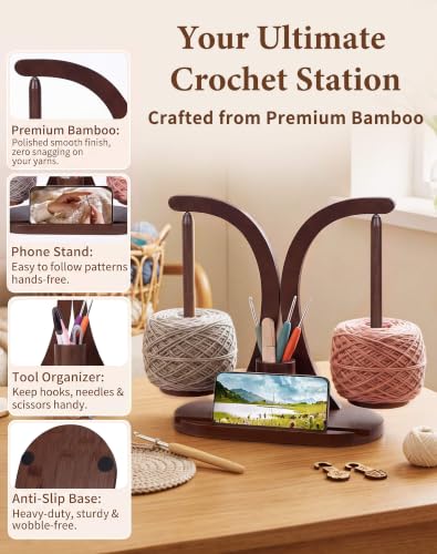 Image of SPEENSUN Tangle-Free Magnetic Double Yarn Holder for Crocheting