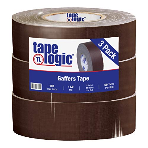 Image of Tape Logic (3 Pack) Multipurpose Brown Gaffers Tape, 2 Inch x 60 Yards, Heavy Duty 11 Mil Thick - Easy Tear, Non-Reflective, Residue Free, Floor Marking and Social Distancing