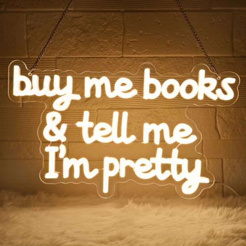 Buy me books and tell me i'm pretty insegna al neon insegne al neon a led bianco caldo segnale luminoso usb cartello luminoso per libri da leggere camera da letto dormitorio aula biblioteca